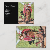 ST. MICHAEL, DRAGON EN JUSTITIE, zwart groen rood Visitekaartje (Voorkant / Achterkant)