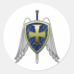 St. Michael - Dragon Scale Shield Ronde Sticker