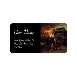 St. Michael en de Draak, zwart Etiket