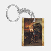 St Michael en de Dragon Prayer Perkament Sleutelhanger (Voorkant Links)