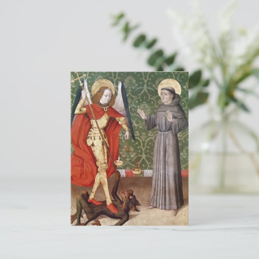 St. Michael en St. Francis of Assisi, c.1480 Briefkaart (Staand voorkant)