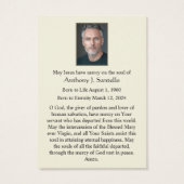St. Michael Funeral Catholic Memorial Prayer Kaart (Achterkant)