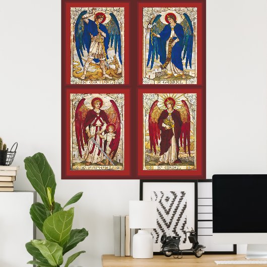 St. MIchael, Gabriel, Raphael en Uriel Archangel Poster (Thuiskantoor)