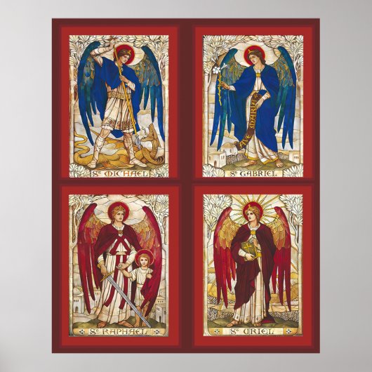 St. MIchael, Gabriel, Raphael en Uriel Archangel Poster (Voorkant)