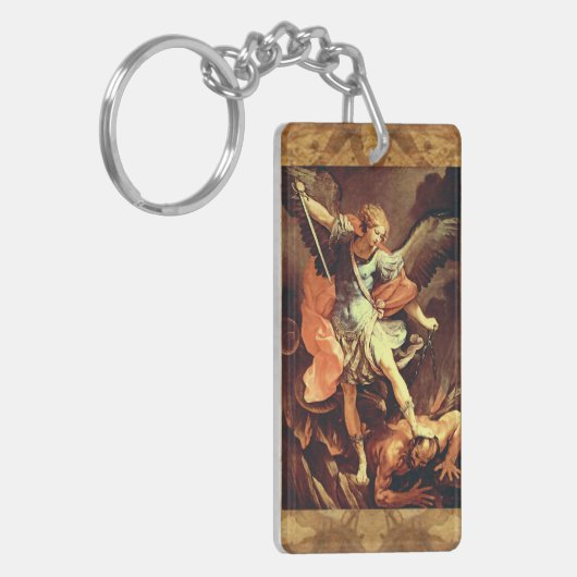 St. Michael het aartsengel gebedsparkament Sleutelhanger (Voorkant Links)