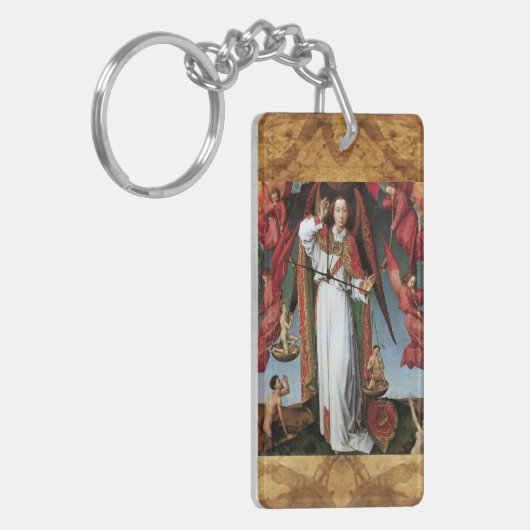 ST. MICHAEL IN HET LAATSTE JUDGMENT-gebed Sleutelhanger (Voorkant Links)