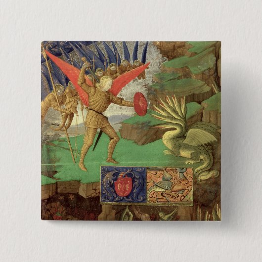 St. Michael Sting the Dragon Vierkante Button 5,1 Cm (Voorkant)