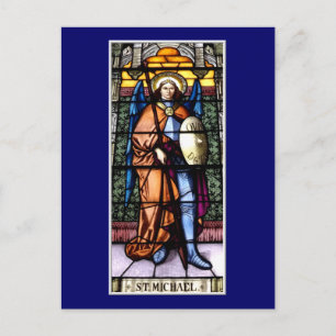 St. Michael The Archangel Glas in lood Window Briefkaart
