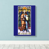 St. Michael The Archangel Glas in lood Window Canvas Afdruk (Insitu (Houten vloer))