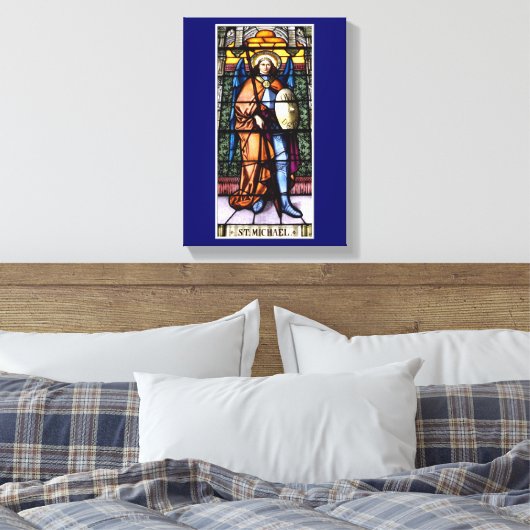 St. Michael The Archangel Glas in lood Window Canvas Afdruk (Insitu (Slaapkamer))