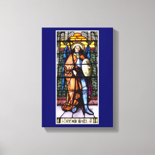 St. Michael The Archangel Glas in lood Window Canvas Afdruk