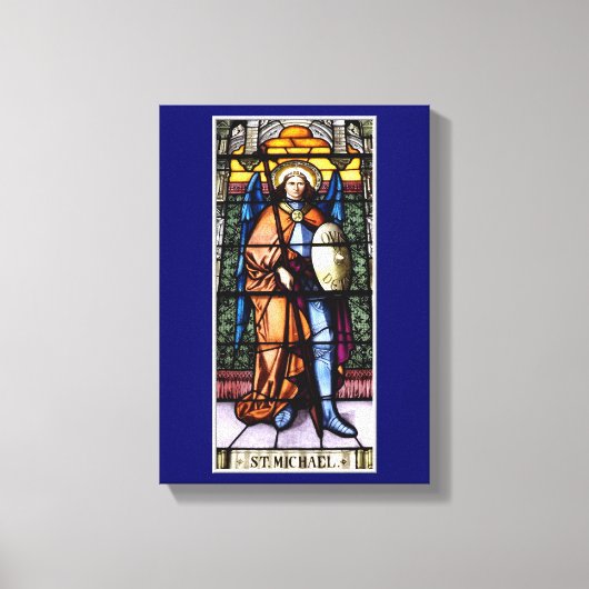 St. Michael The Archangel Glas in lood Window Canvas Afdruk (Voorkant)