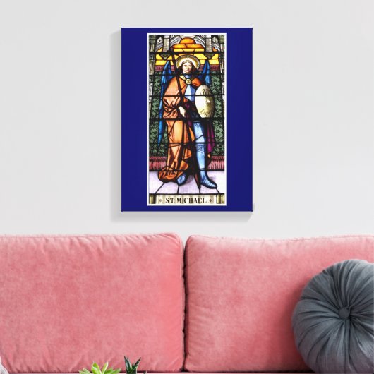 St. Michael The Archangel Glas in lood Window Canvas Afdruk (Insitu (Woonkamer))