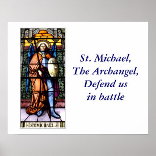 St. Michael The Archangel Glas in lood Window Poster