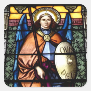 St. Michael The Archangel Glas in lood Window Vierkante Sticker