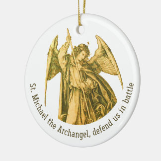 St. Michael the Archangel Gold Medieval Angel Keramisch Ornament