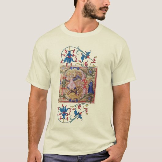 St. Michael the Archangel Monogram Antiek Miniatu T-shirt (Voorkant)