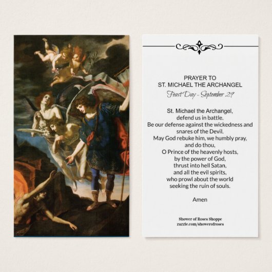 St. Michael the Archangel Prayer Heilige Kaart (Voorkant /achterkant)