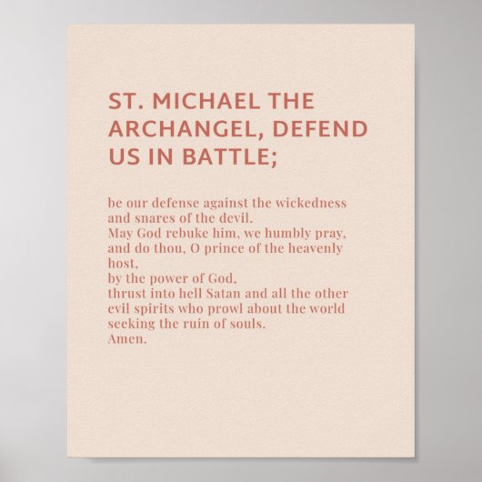 St. Michael the Archangel Prayer Poster (Voorkant)