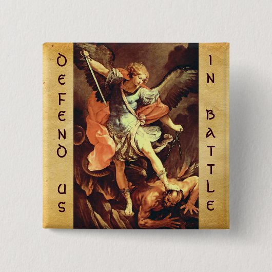 St. Michael the Archangel Vierkante Button 5,1 Cm (Voorkant)