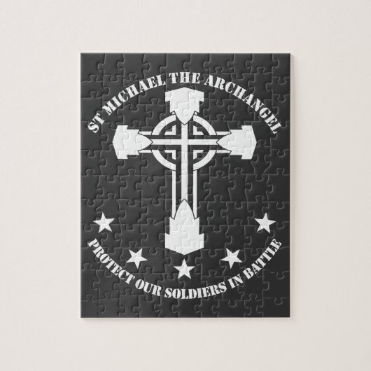 St Michael The Archangel - White Stencil Legpuzzel (Verticaal)