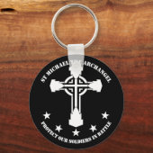 St Michael The Archangel - White Stencil Sleutelhanger (Voorkant)