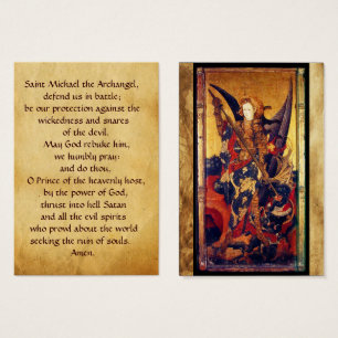 St Michael vainquant la carte de prière de diable