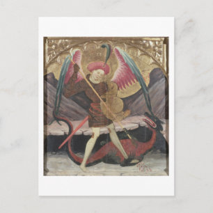 St Michael Vanquishing Evil, c.1480 (tempera on pa Briefkaart