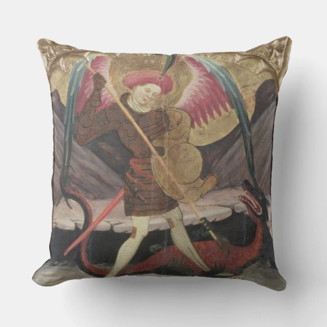 St Michael Vanquishing Evil, c.1480 (tempera on pa Kussen (Voorkant)