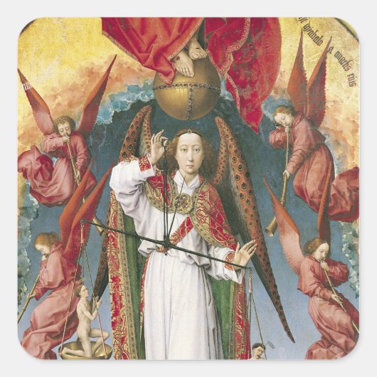 St. Michael Weighing the Souls Vierkante Sticker (Voorkant)