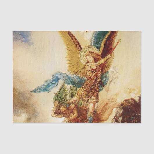 “St Micheal Vanquishing Satan” by Gustave Moreau Tissuepapier (Voorkant)