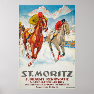 St Moritz Jubileum-Rennwoche 1925 Zwitserland Poster
