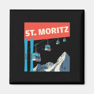 St. Moritz Skien - Retro St. Moritz Ski Magneet