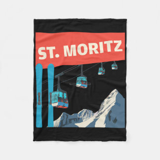 St. Moritz Skiing - Retro St. Moritz Ski  Fleece Deken