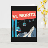 St. Moritz Skiing - Retro St. Moritz Ski  Kaart (Gele Bloem)