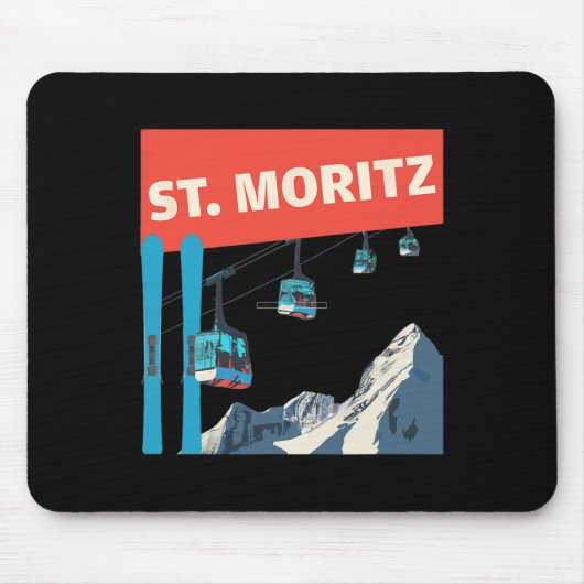 St. Moritz Skiing - Retro St. Moritz Ski  Muismat (Voorkant)