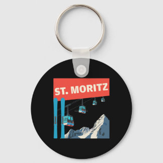 St. Moritz Skiing - Retro St. Moritz Ski  Sleutelhanger