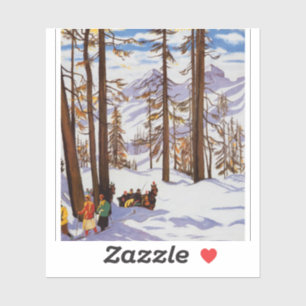 St. Moritz Vintage Skiers Alpine Elegantie Kunst Sticker