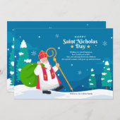 St. Nicholas dans la carte de voeux de neige (Devant / Derrière)