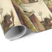 St Nicholas Krampus Pitchfork Priester Cadeaupapier (Rol Hoek)