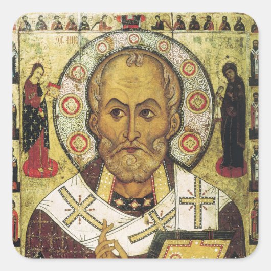St. Nicholas Russian icon Vierkante Sticker (Voorkant)