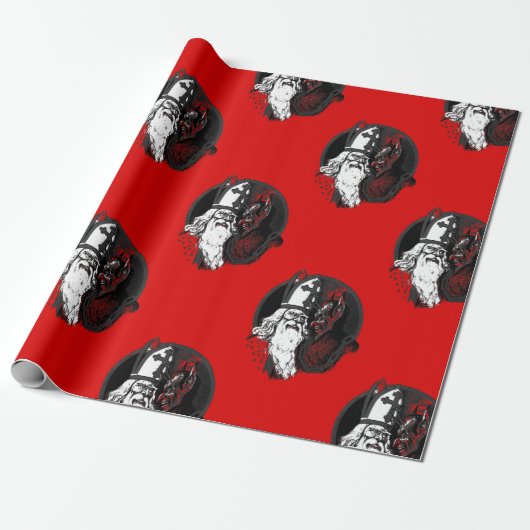 st nick krampus cadeaupapier (Uitgerold)