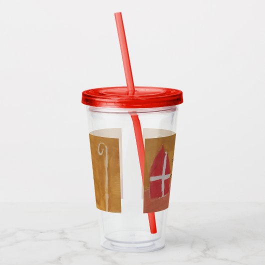 St. Nick St. Nicholas Sinterklaas Miter Waterverf Acryl Drinkbeker (Links)