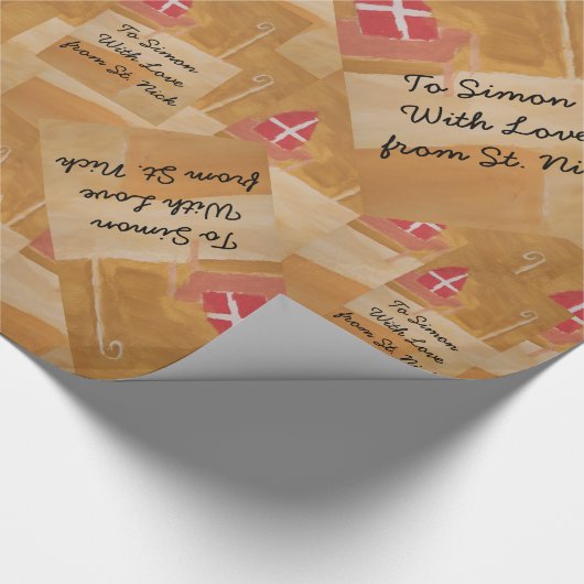 St. Nick Waterverf Sinterklaas St. Nicholas Miter Cadeaupapier (Hoek)