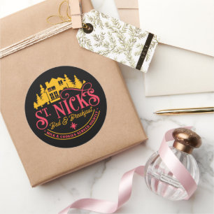 ST-NICKS BED & BREAKFAST grappige kerst Ronde Sticker