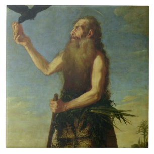 St. Onuphrius (olie op doek) Tegeltje