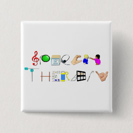 ST op het werk Vierkante Button 5,1 Cm