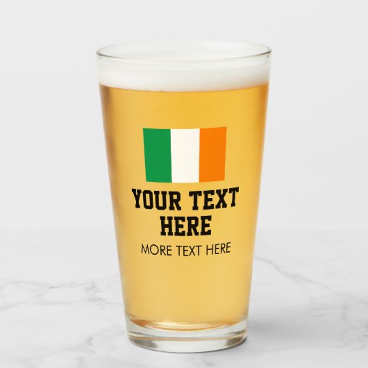 St Paddys bierglazen met Ierse vlag Glas (Voorkant gevuld)