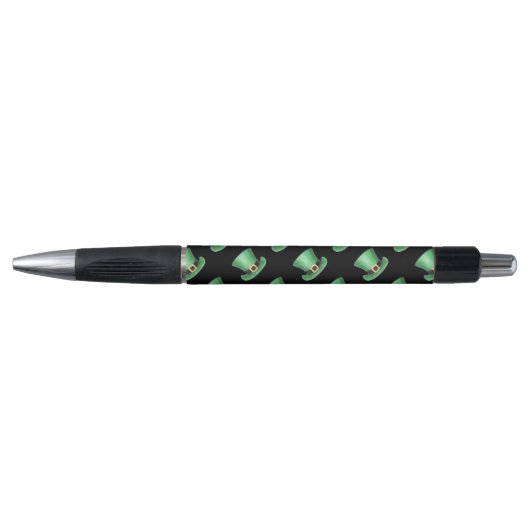 St. Paddy's Day Green Top Hat Pattern op Black Pen (Voorkant)