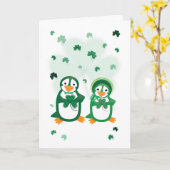 St. Paddy's Day Penguins Kaart (Gele Bloem)